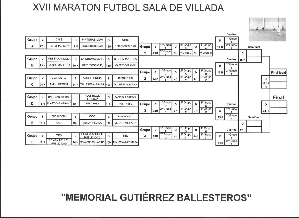 Cuadro Competición Maratón Fútbol Sala #VillAda