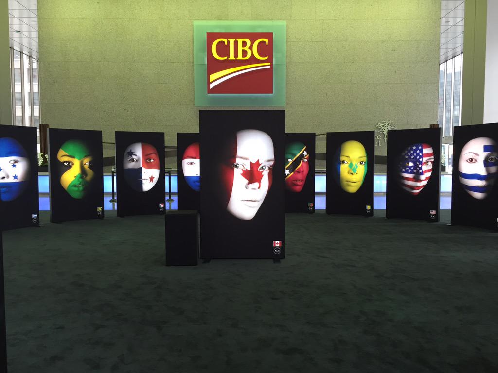 petulacmitchell's tweet photo. Totally in love with this #PanAmazing display at #CIBC #CommerceCourt #Toronto. #PanAmGames #TO2015 #41Nations http://t.co/XwUhzEHgA4