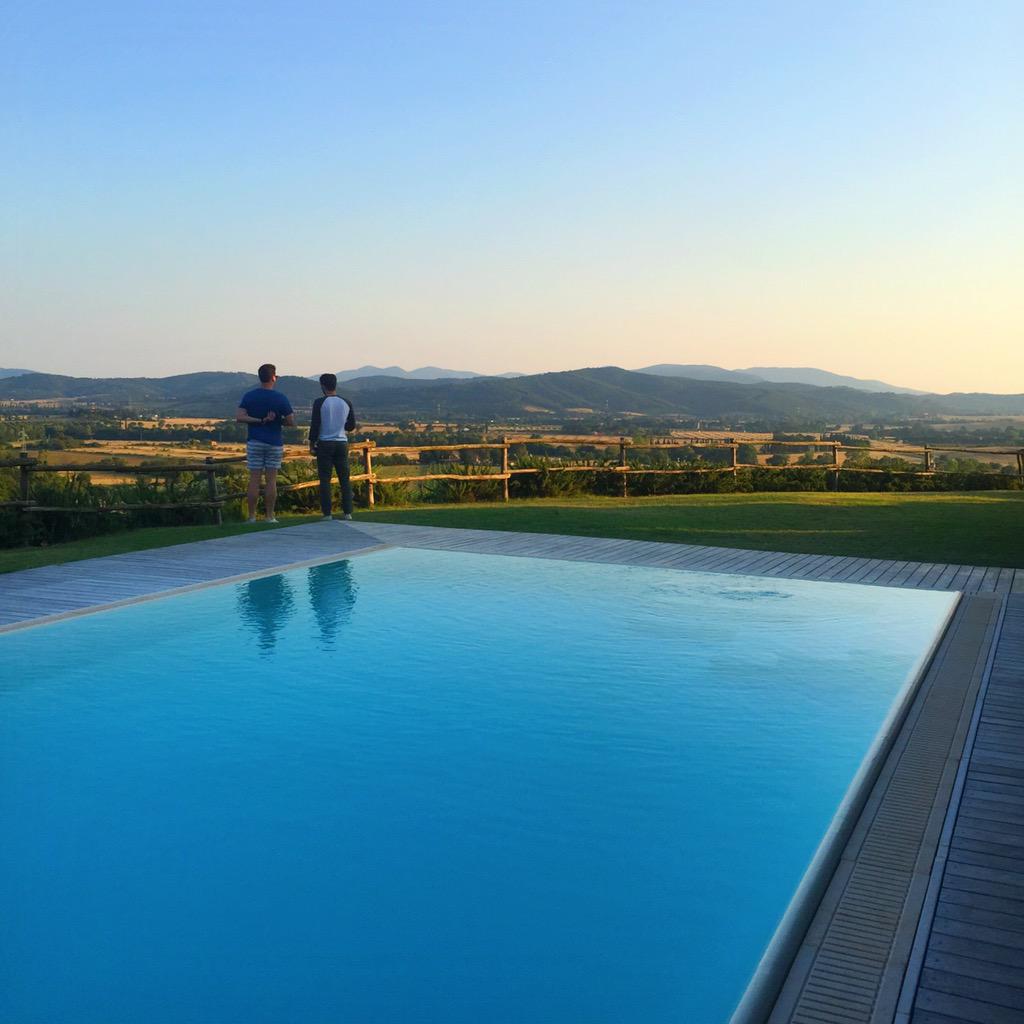 Enjoying the view of the #vineyard at #ContiDiSanBonifacio from the pool <a href="/RemyBartolotta/">Remy Bartolotta</a> <a href="/BlakePrete81/">Blake Prete</a>