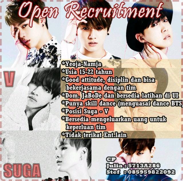 <a href="/DC_BAV/">B.A.V</a> Hi Help RT Kita Open Recuitmen For BTS Dance Cover Posisi Suga dan V,Minat?Hub CPnya ya,gamsa