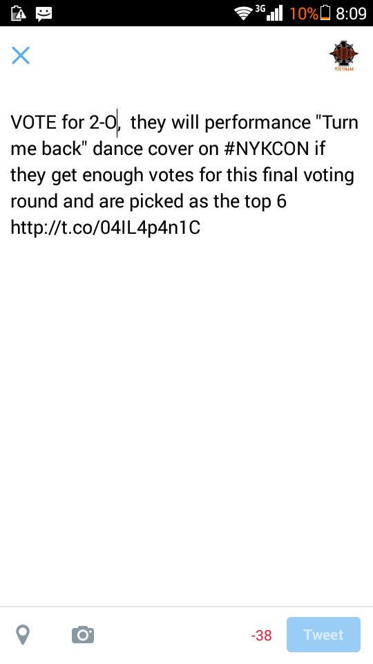 1PUNCH_VN's tweet photo. Vote for 2-O #NYKCON #1PUNCH #Turnmeback
>>> http://t.co/I53vKQh2Z9 http://t.co/utpSDMBbKs
