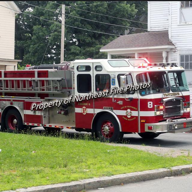 AFireStation's tweet image. Found this cool photo, not mine Providence Engine 8 on scene of a working fire on Taylor Street. #firetruck #provid…