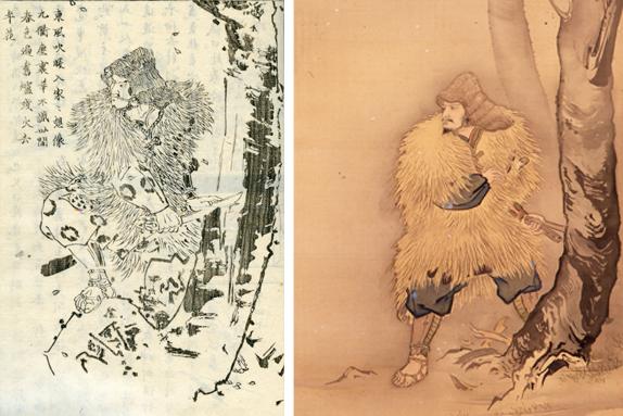 左図は菊池容斎『前賢故実』の児島高徳像。神武天皇より後亀山天皇の