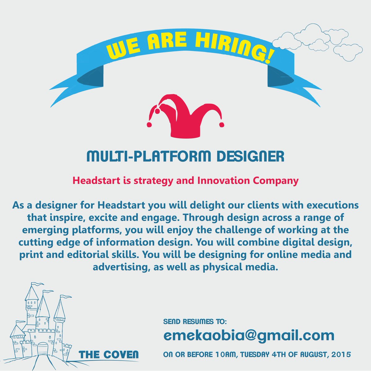freespirit_ofc's tweet photo. We're looking for a Multi-platform graphic Designer. You or someone you know? #designjobs #Nigeria #Lagos http://t.co/bunv44OxVG