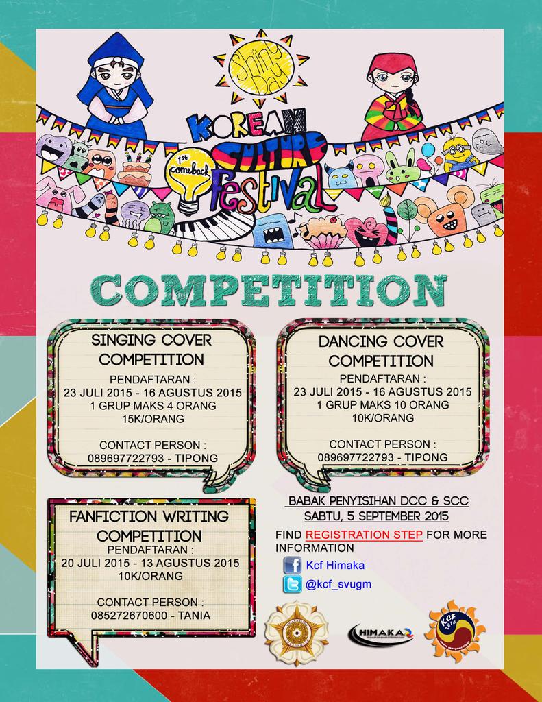 Korean Culture Fest (@kcf_svugm) on Twitter photo <a href="/MYMANAG/">M.Y Management</a> KCF IS BACK! DC, SC, and Fanfic Competition is avaliable! Go check and more info on fb~ ^^ <a href="/MYMANAG/">M.Y Management</a> KCF IS BACK! DC, SC, and Fanfic Competition is avaliable! Go check and more info on fb~ ^^