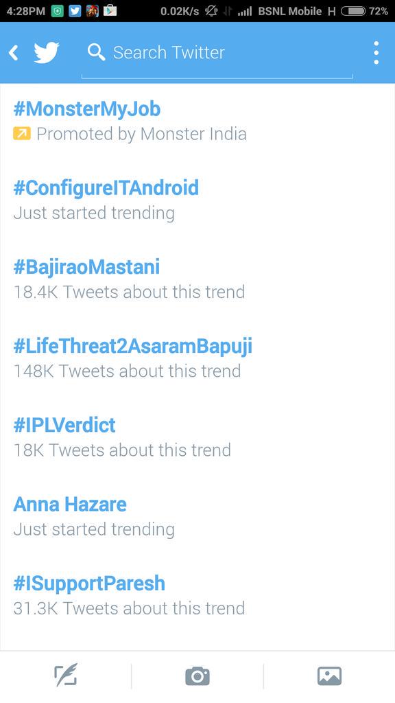 harendrasingh's tweet image. #ConfigureITAndroid Still Trending with #BajiraoMastani  in #ahmedabad #android
