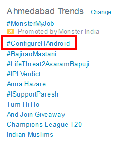 JigsThanki1987's tweet image. #ConfigureITAndroid Trending in #Ahmedabad on @twitter