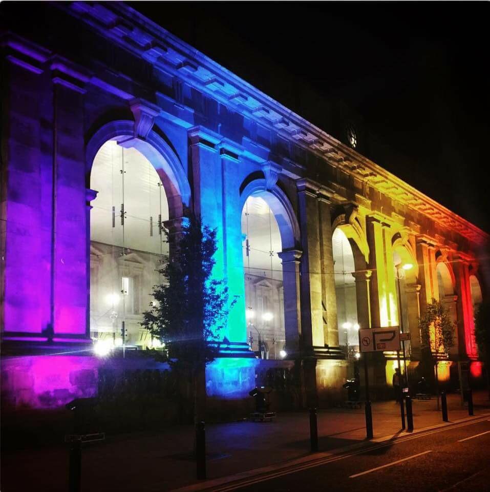 ThistleNew's tweet photo. @northernprideuk Have you seen fabulous lights outside Central Station? We have great view we are proud Pride Sponsor http://t.co/bTLakC2UDl