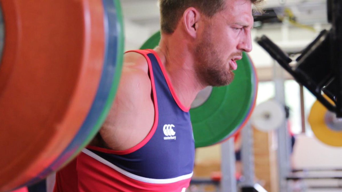EnglandRugby's tweet photo. .@SaintsRugby talisman @tomwood678 is another who enjoys the graft of a gym session. Here he is with a loaded bar http://t.co/sq0pCPfEGf