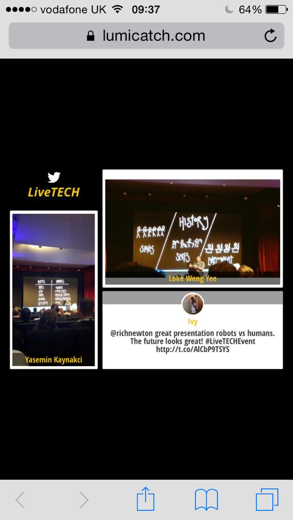 LumiCatch's tweet photo. #LiveTECHEvent tweet wall: https://t.co/9xTr1eVdHC @Londonlaunch @BarbicanCentre http://t.co/WvlhYNoC9x
