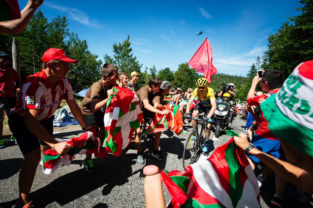 Madness on the road in the Pyrenees. #tdf2015
