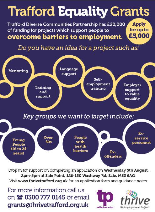 #Trafford Diverse Communities Partnership launch their #Equality Grants Fri 17th Jul ow.ly/PxzuO <a href="/TP_Buzz/">Engage:TraffordSouth</a>