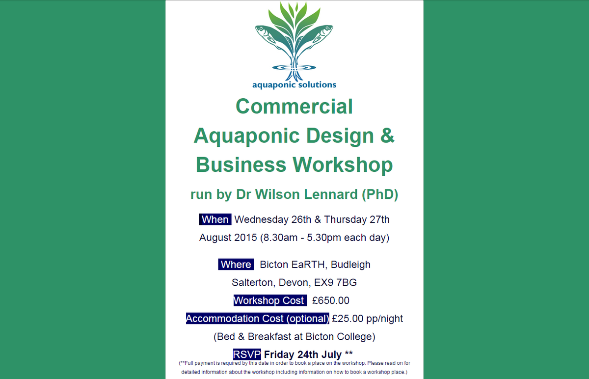 MEP_Fish's tweet photo. Register for UK 1st Commercial #Aquaponic Design &amp; Business Workshop @BictonCollege 26/27 Aug http://t.co/Fc8woCnwjN http://t.co/OwQWxlUDi4