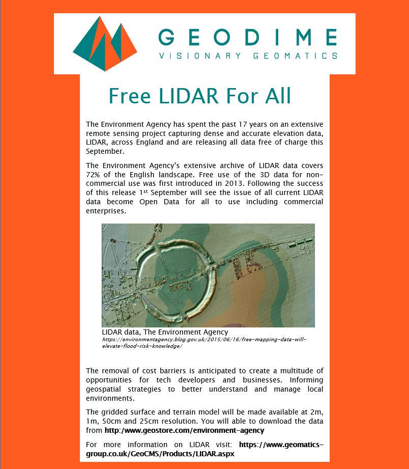 GeodimeLtd's tweet photo. @EnvAgency are making #LIDAR data covering England available for all! We can't wait to start using it! http://t.co/ed8N33UZlV