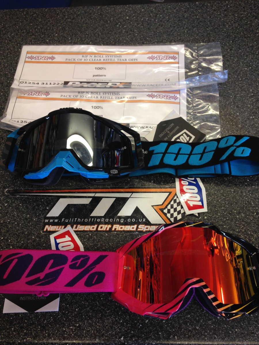 Check out <a href="/FTRMxShop1/">Full Throttle Racing</a> latest offers on <a href="/ride100percent/">100%</a> Goggles!
x2 Free packs of tearoffs with accuri and racecrafts