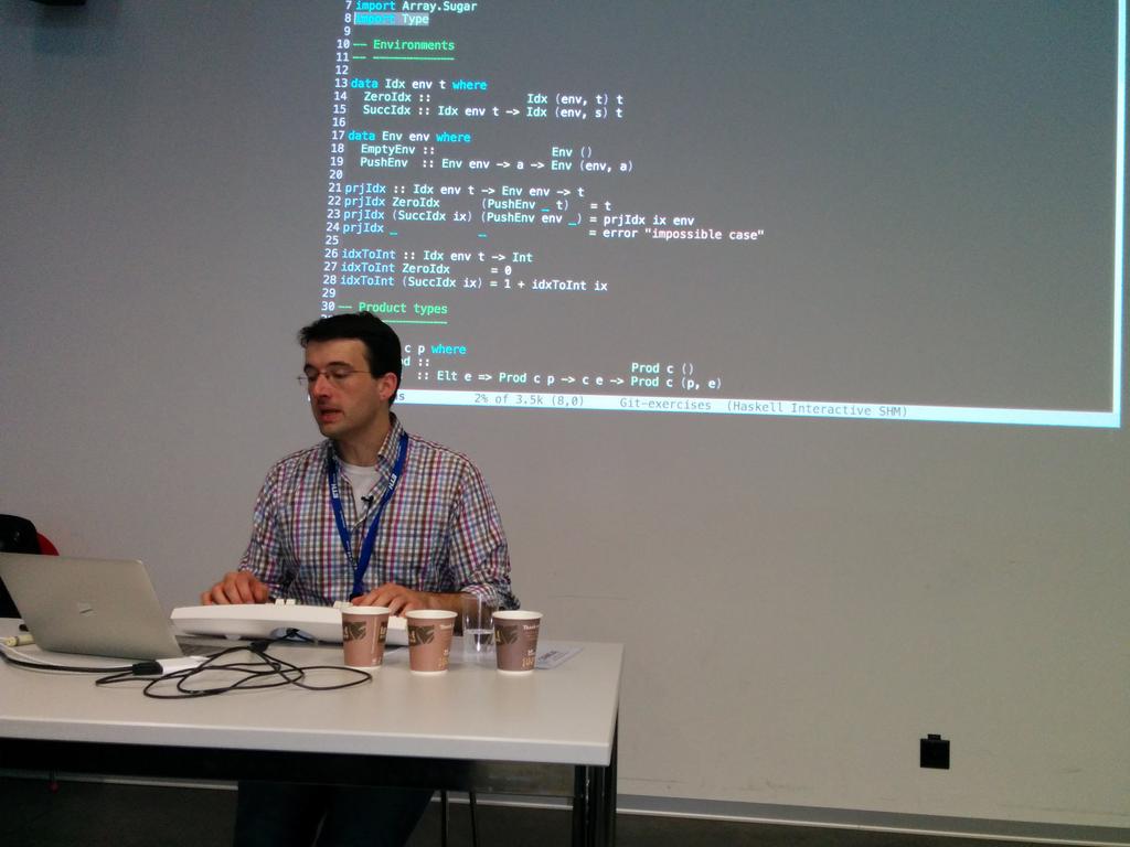 Enjoying to watch how <a href="/rrnewton/">Ryan Newton</a> clearly explains basic #haskell  and the #accelerate  framework frontend to backend: