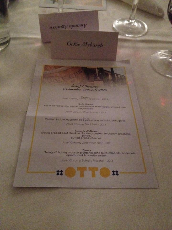 What a great night, awesome food from #Otto and great company #josefchromy