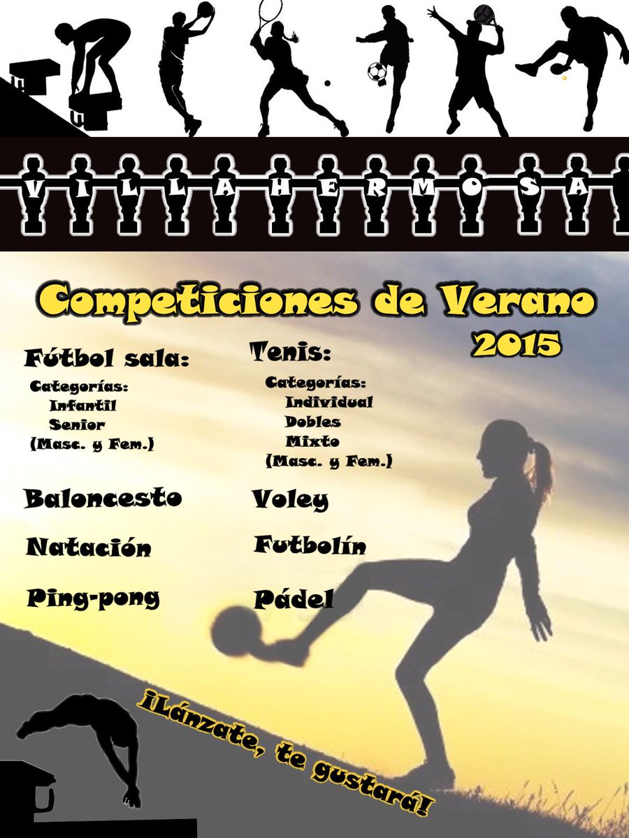 deportecalducho's tweet photo. Cartel de las Competiciones del Verano 2015 #DeporteVillahermosa http://t.co/Ejg7V0K5aw