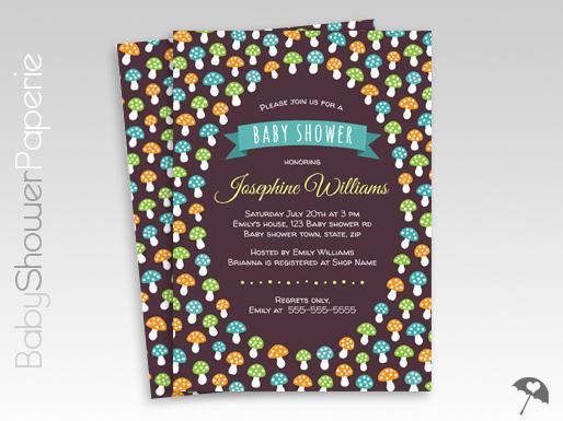 Cute mushrooms woodland baby shower invitation babyshowerpaperie.com/2015/07/cute-m…