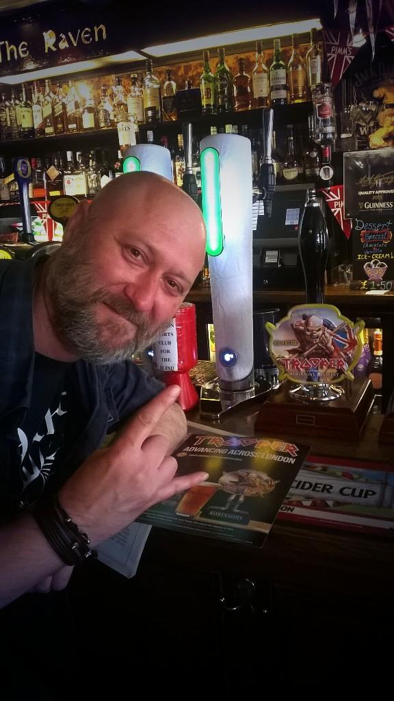 Iron Maiden superfan @JohnnyZed68 enjoying TROOPER in <a href="/RavenPub/">Raven Pub</a>! \m/