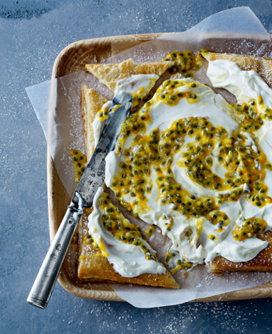 WWTaste's tweet photo. A sweet treat cheat! Three-ingredient granadilla tart (plus a little icing sugar for dusting): http://t.co/HT2PTOz3fd http://t.co/LZ9SX6IWW2