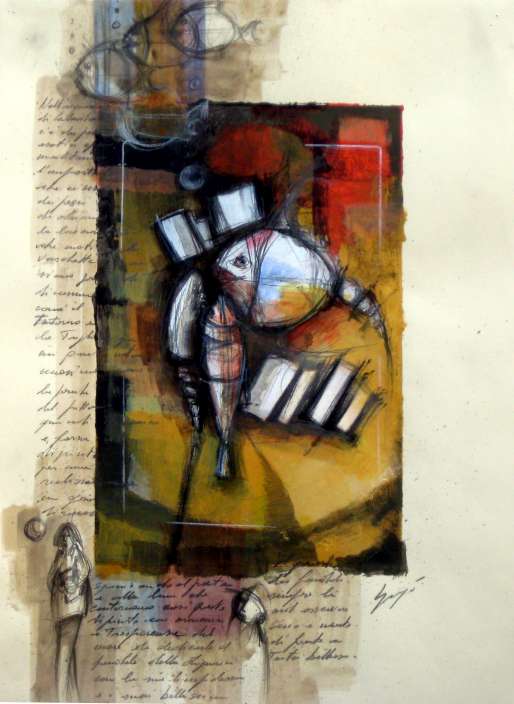 Calandra_Arte's tweet photo. Paolo Grigo acquario tecnica mista su carta cm 70x50 http://t.co/1LcCH23LQ0