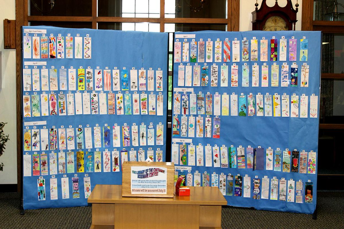 chatham_library's tweet image. The voting has begun for this year's Bookmark Contest! Place your votes before the end of the month!
#BookmarkContest
