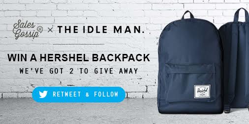 RETWEET and FOLLOW to #win 1 of our Herschel backpacks from <a href="/Idle/">The Idle Man</a> #fbloggers #trends