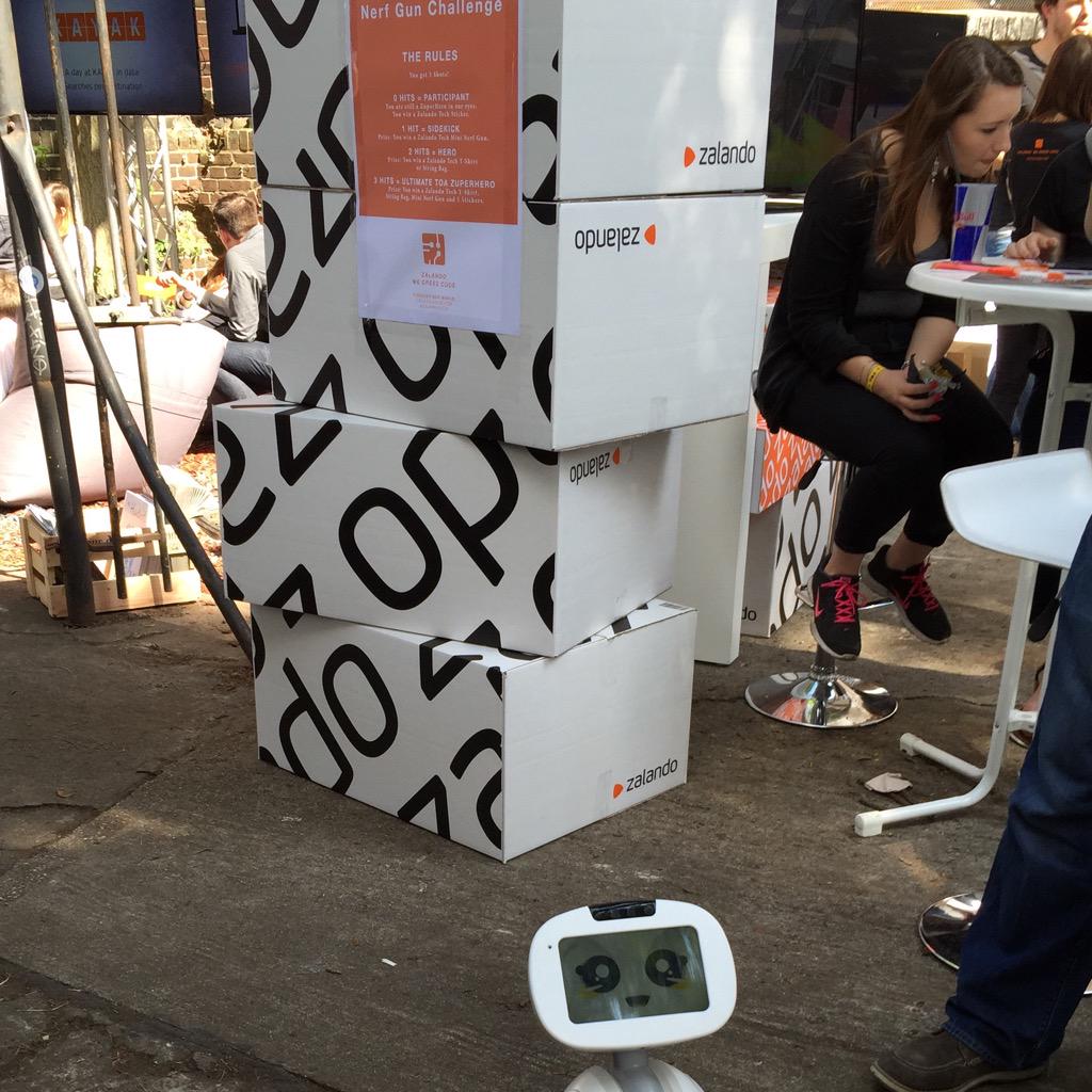 ZalandoTech's tweet photo. An @adoptbuddy came to visit us from Paris! #IoT #ZuperPower http://t.co/6TUM9mFgNJ