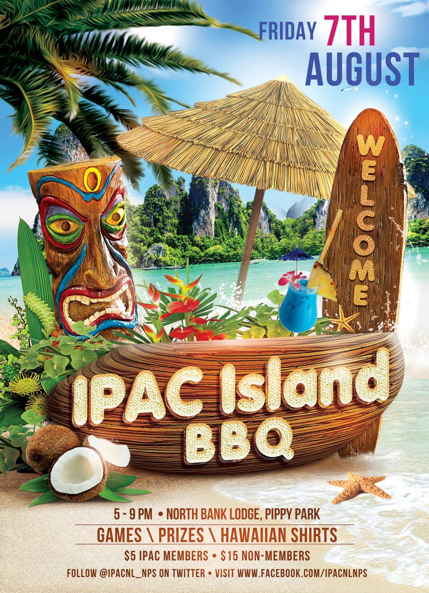 IPACNL_NPs's tweet photo. Aloha! Come to our #IslandBBQ on Aug 7 for food, games, networking, prizes &amp; more! http://t.co/YRai4VWeWH #NextWaveNL http://t.co/Gr6cOre0aU