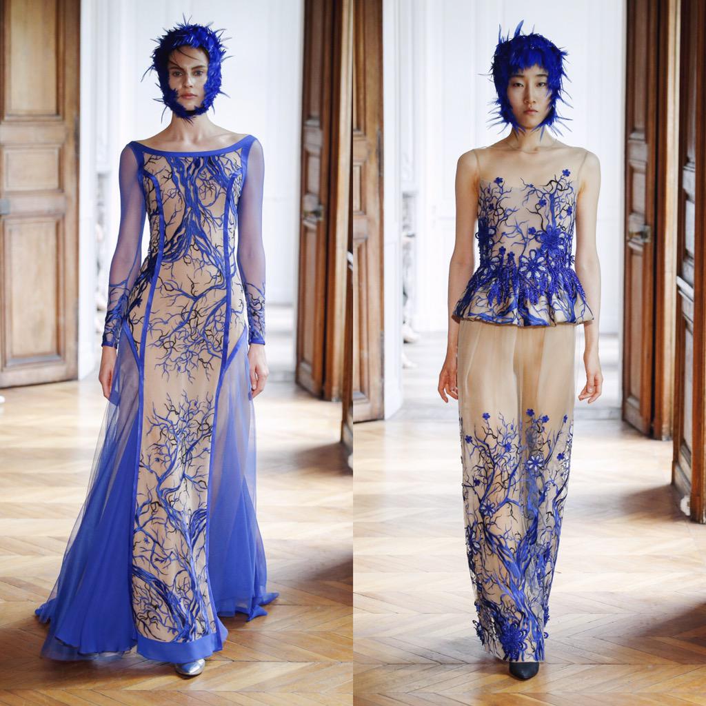 Busardi's tweet photo. RUNWAY: Look 17 and Look 18 - a storm captured by lightning &amp; thorns embroidered tulle at #BusardiAW15. #PFW #couture http://t.co/EQRffovpxu