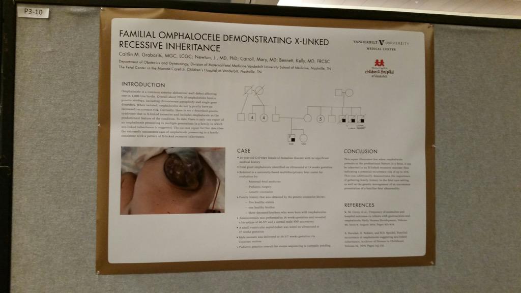 MarthaDudek's tweet photo. Visit P3-10 "Familial omphalocele demostrating X-L recessive inheritance" by @catie_grabarits &MCarroll #ISPD2015 http://t.co/6P0OpfoId9