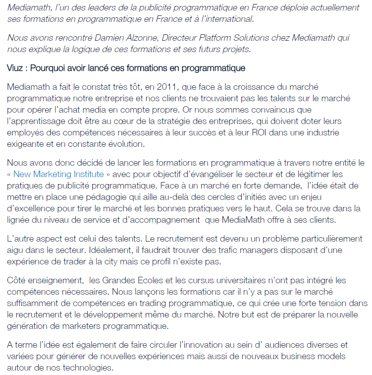 FranckyPedia's tweet photo. #interview: (@MediaMath) #formations en programmatique -> http://t.co/xlOxT13QJP
via @viuzfr #programatique #pub http://t.co/7FKaUEnPm0