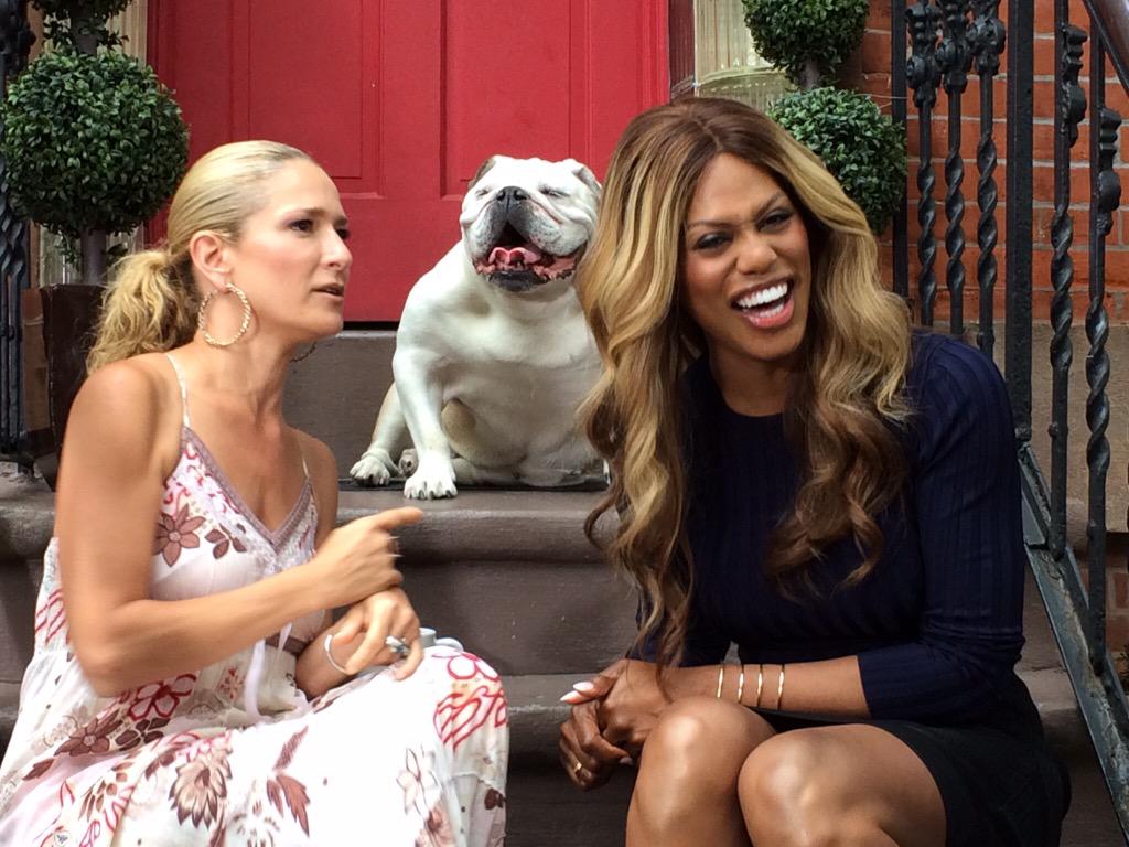 TalkStoopNBC's tweet image. Thank you for STOOPing by, @LaverneCox! @stoopdoggracie misses you already. #TalkStoop @CatGreenleaf