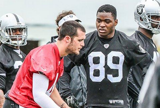 Raiders's tweet photo. Derek Carr is excited by Amari Cooper's ability to create separation. 

Take a peek at No. 89: http://t.co/FsVZDmbn8M http://t.co/n4EySAccdV