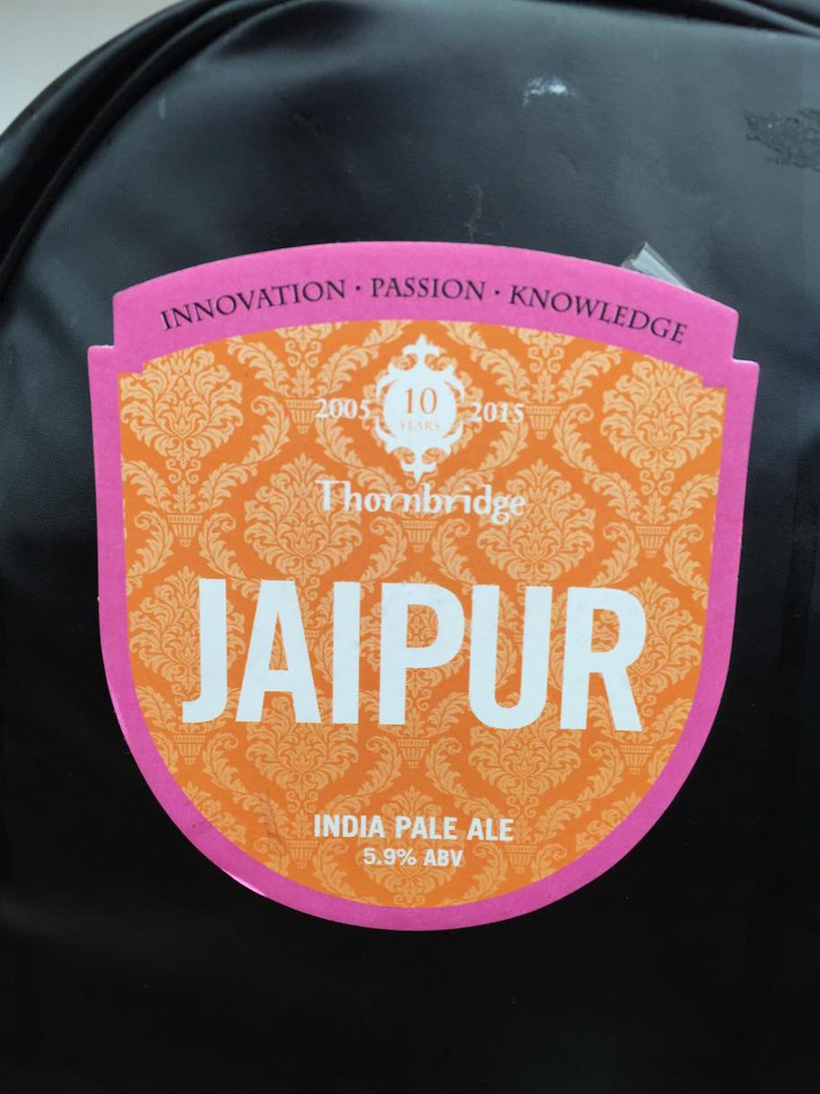 BingleyBeerFest's tweet photo. It's disappearing quickly, and only one cask! @thornbridge Jaipur 5.9% @BingleyBeerFest One of our favourites! http://t.co/hSlLIpnmtM
