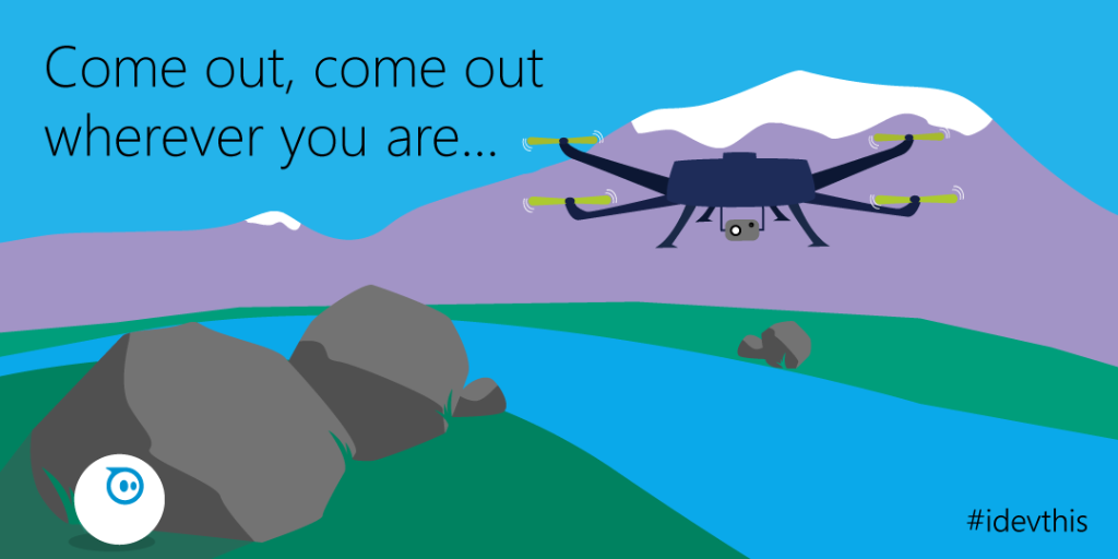 msdev's tweet photo. Take hide-and-seek to a new level with @gosphero & @ARDrone. Here's how: http://t.co/64jZhScs5E #idevthis http://t.co/38WcYDtPyE