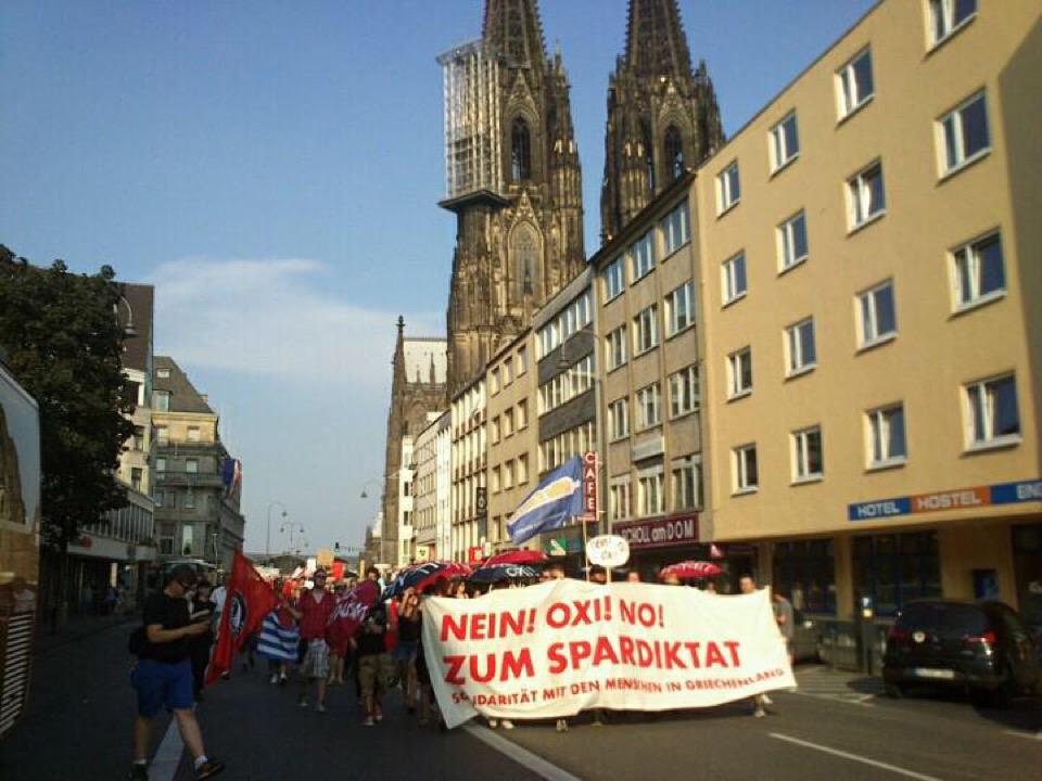 gmas73's tweet photo. #Cologne - #Glasgow - #Frankfurt - People of #Europe stand with #Greece #OXI #Greferendum #StopAusterity http://t.co/s9pzQp5ch5