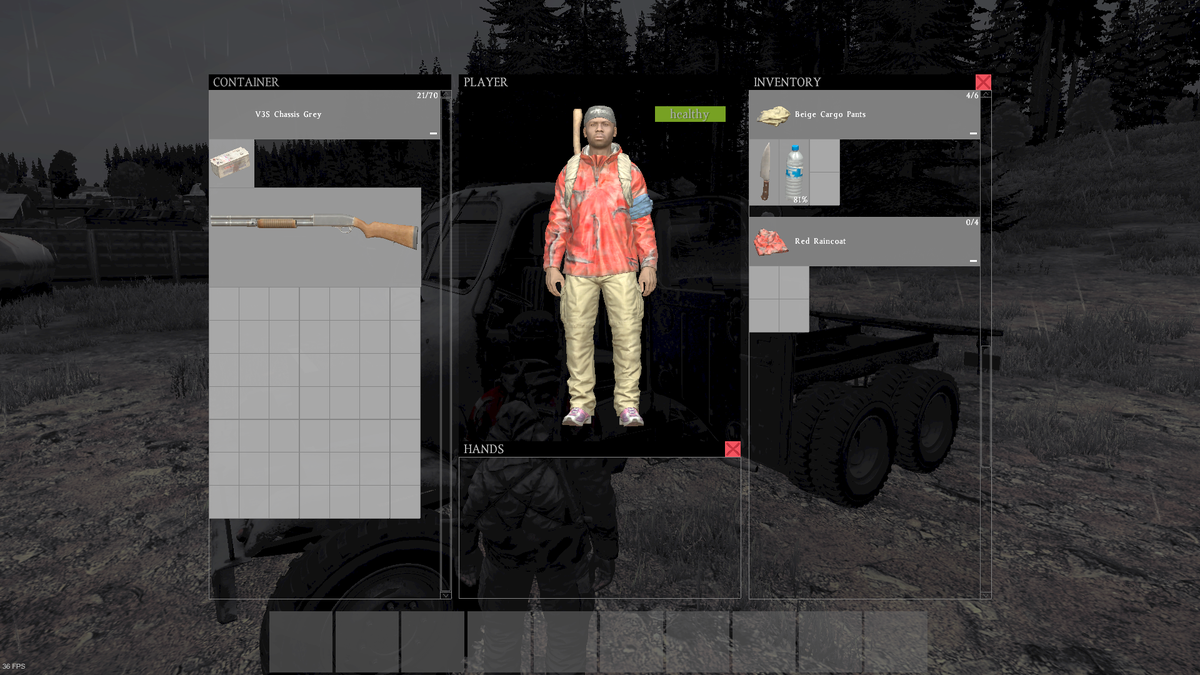 #Dayz 0.58 Update #2 reduces V3S Chassis item slots from 120 to 70 &amp; widens inventory space to allow for weapons!