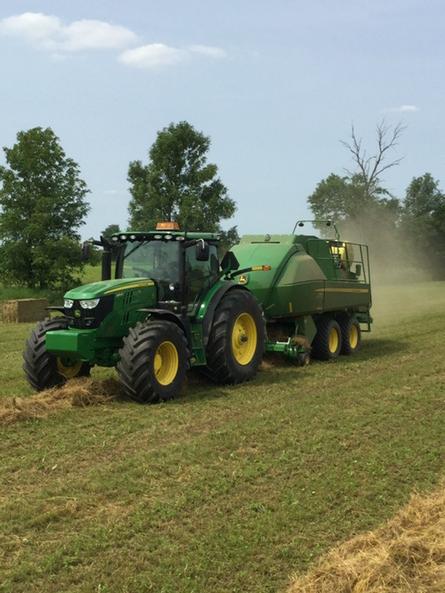 Great afternoon to pump some bales through the new Deere L Series! <a href="/HuronTractorLtd/">Huron Tractor Ltd</a> #L330 #6150R