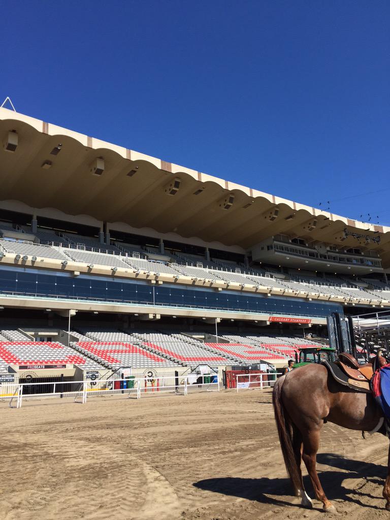 Preparing for our first run at Calgary Stampede. #blessed#runfast#love
