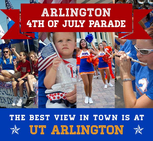 UTArlington's tweet photo. Gather your family and friends and join us for the 50th @Arl4thParade! Stop by @CollegeParkUTA for tons of fun! http://t.co/z56FXfLyNH