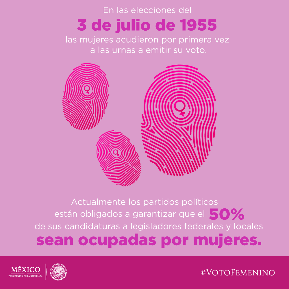 gobmx's tweet photo. El 3 de julio de 1955 por vez primera, las #Mujeres mexicanas emitieron su #Voto http://t.co/W92rNrb5WT
