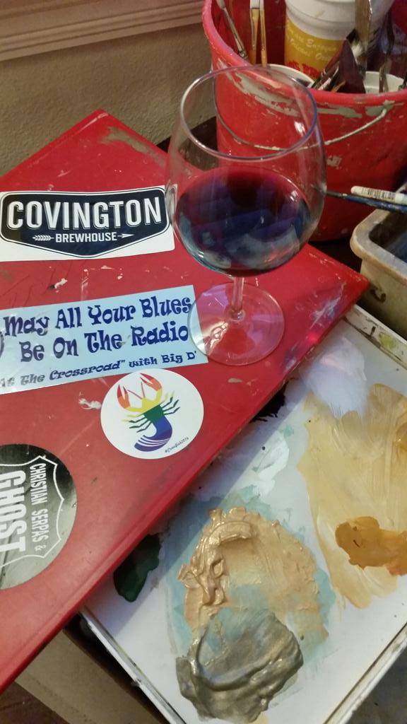 WineInArt's tweet photo. @crawfish2016 sticker Proudly displayed on my #painting pallette #wineart #winelover #crawfish2016 http://t.co/BFnAuH9crI