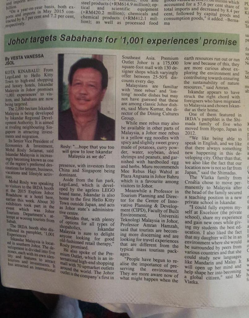 HASapardan's tweet photo. #ExploreJohor Johor targets Sabahans for '1001 experiences' promise. @johortourism @DatukTee @MasidiM #MATTAFairSabah http://t.co/bieuSlzVLf