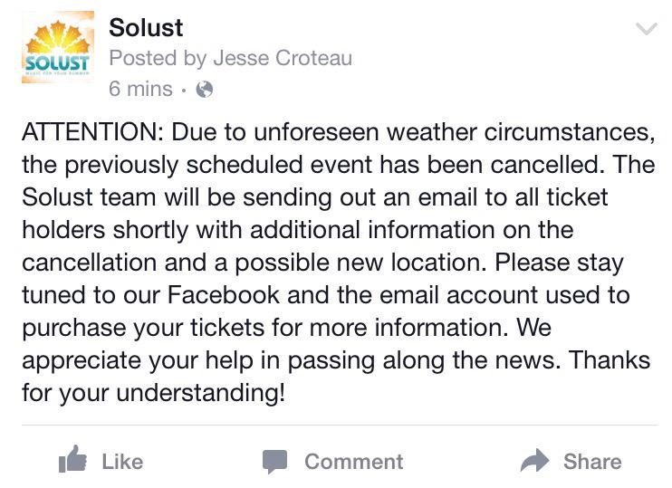 Solust_Music's tweet photo. ATTENTION ALL SOLUST TICKET HOLDERS PLEASE READ http://t.co/N4Ceci6qwG