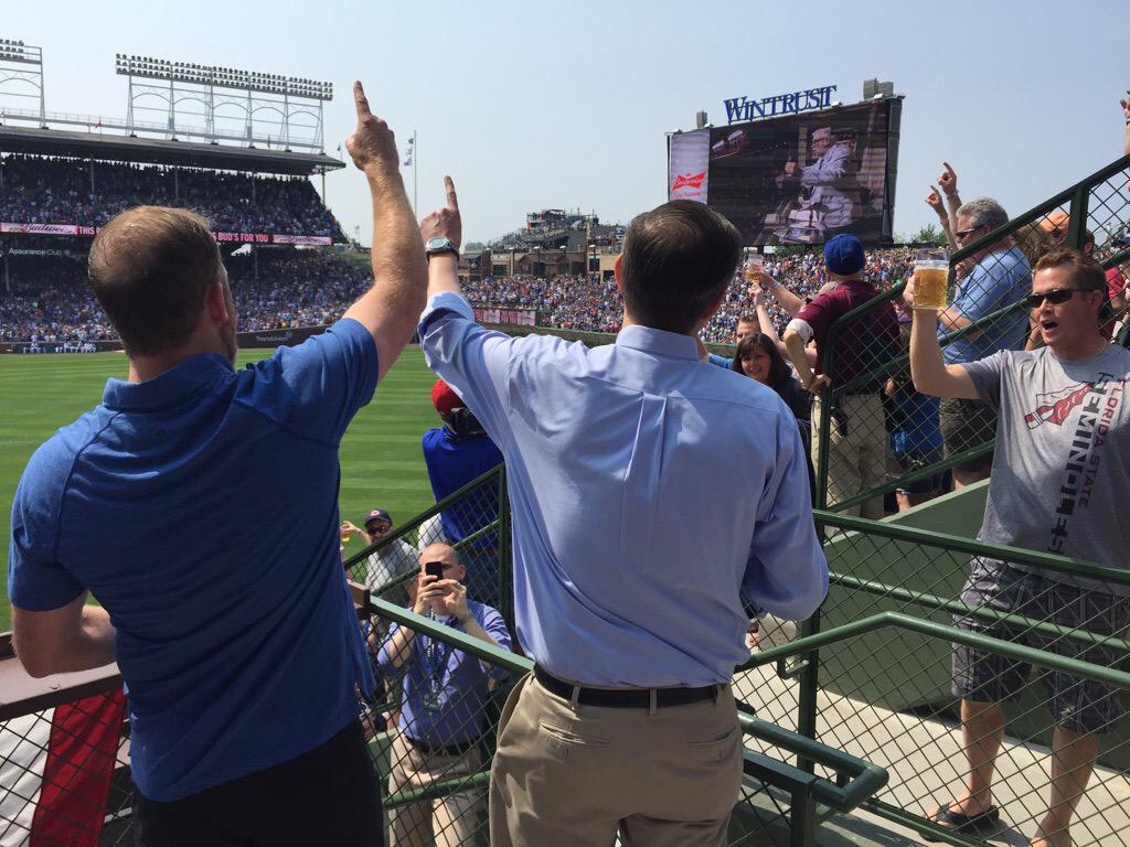 Cubs's tweet photo. Welcome back, Harry. The Bud Man led the 7th inning stretch after today's toast in the Budweiser Bleachers. http://t.co/P7XSW8oXkp