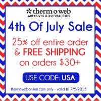 HeatnBond's tweet photo. Take 25% off your entire order + FREE SHIP on orders $30+ now thru 7/5/15 Use code: USA  Great time to try #decofoil http://t.co/4QM8fRZGXT