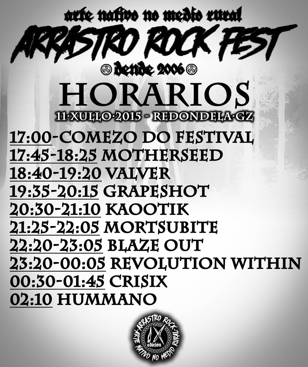arrastrorock's tweet photo. <<HORARIOS ARRASTRO ROCK FEST 2015>> http://t.co/DTATmFBJwj