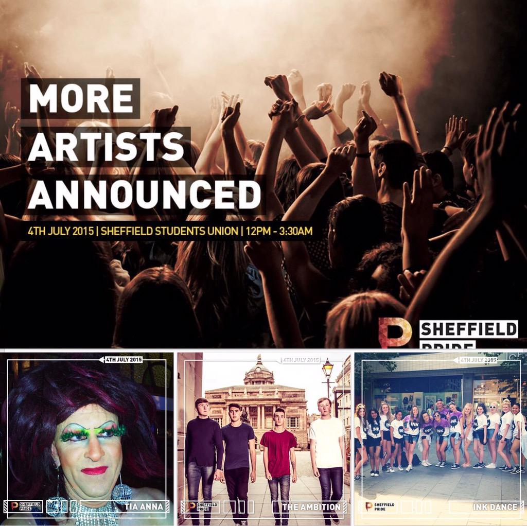 SheffieldPride's tweet photo. We've got @InkDanceUK @TheAmbitionBand and Tia-Anna performing at #sheffieldpride this Saturday at @SheffieldSU http://t.co/ZGVj3rdqIa